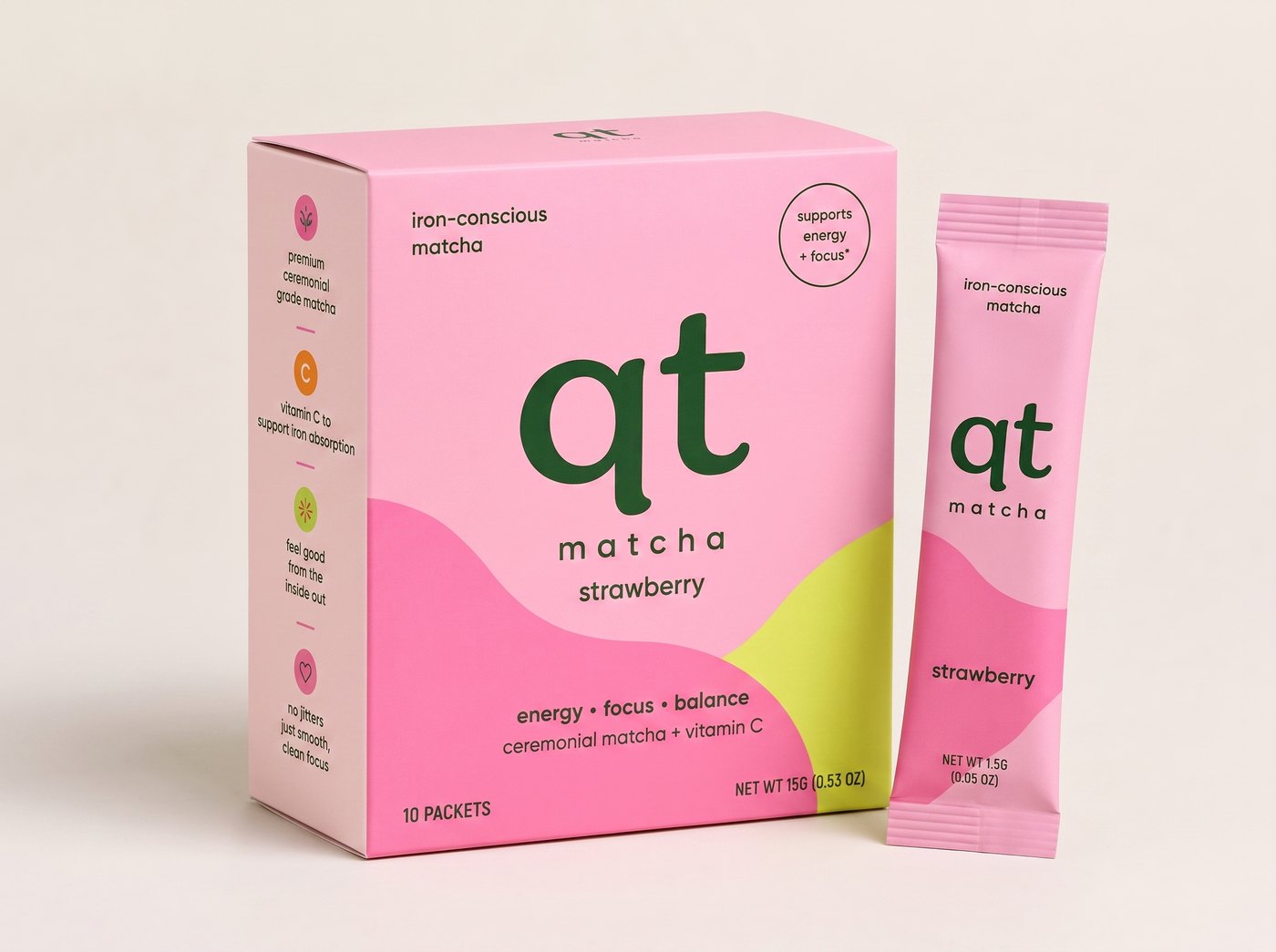 qt matcha strawberry — 10 single-serve sticks