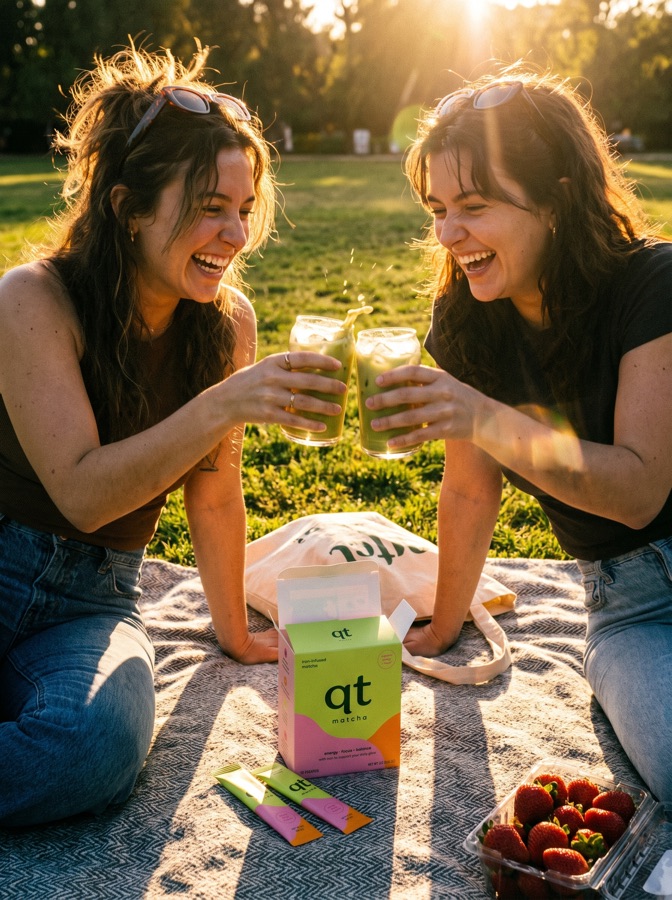 golden hour picnic toast with qt matcha